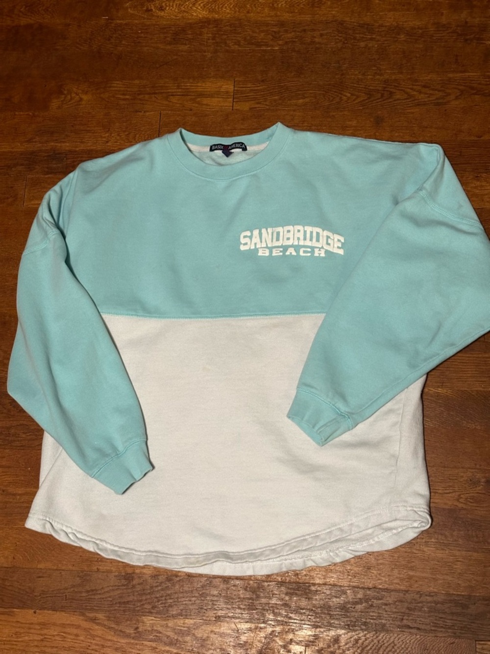 Sandbridge Beach Colorblock Crewneck Sweatshirt - Aqua & White